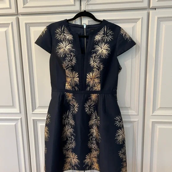 Ted Baker | Dresses | Ted Baker Blue And Gold Cocktail Dress | Poshmark